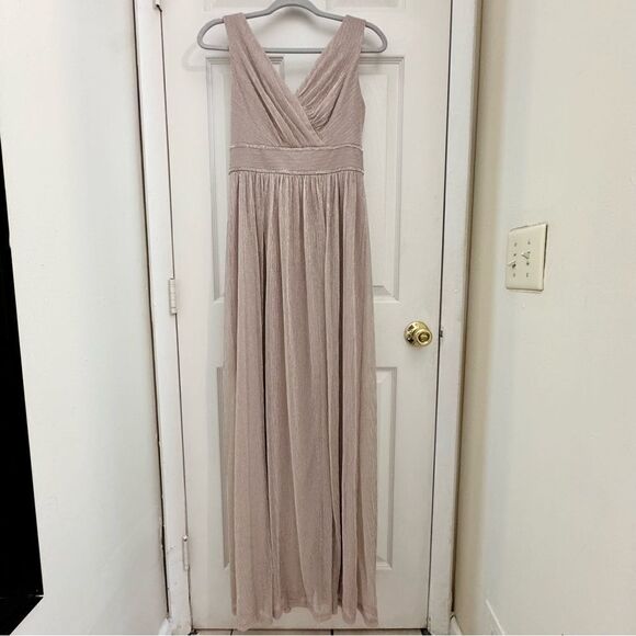 NWT Oleg Cassini Metallic Glitter Tank Dress Size 2 Blush Pink A-Line Wedding - Picture 2 of 10